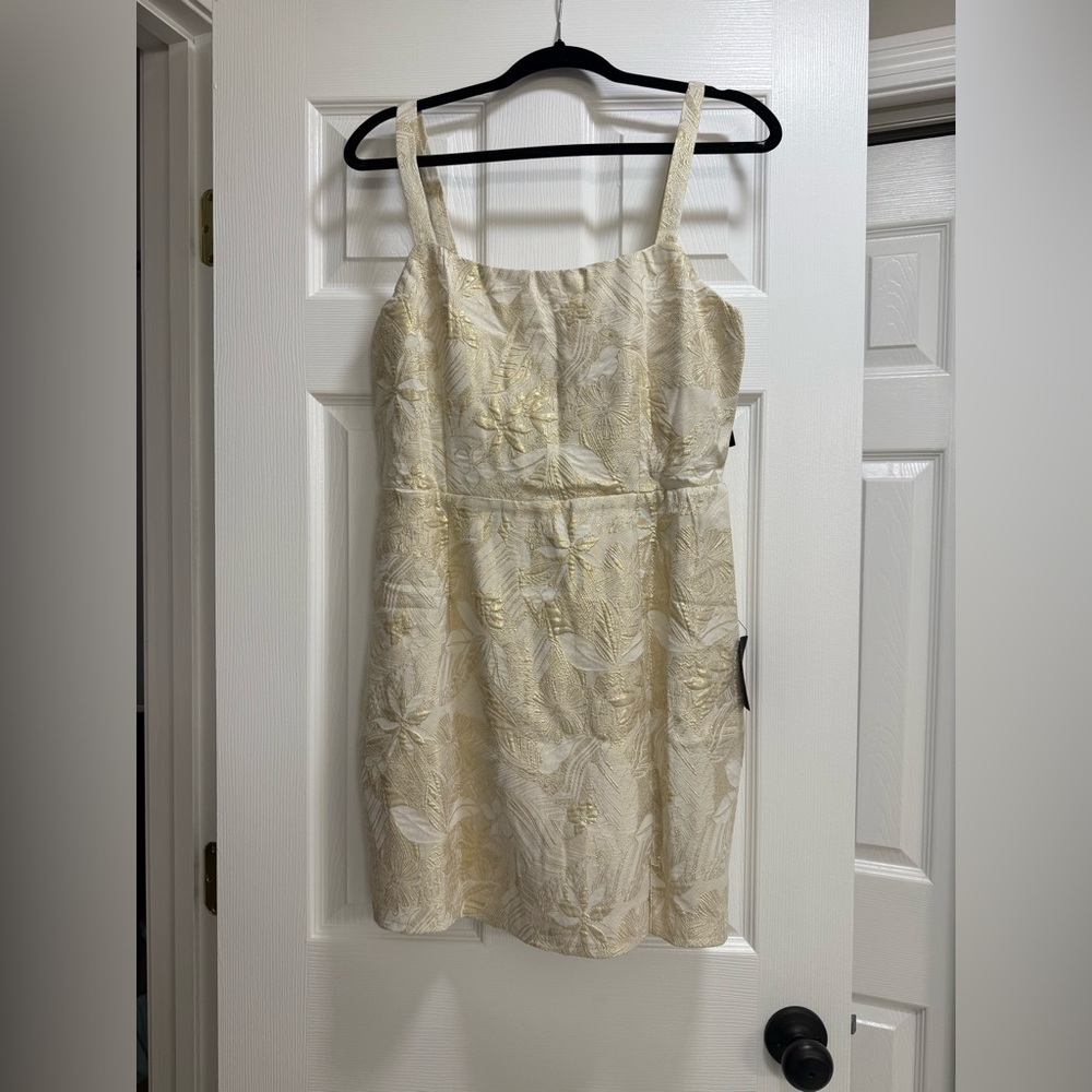 Shine for Us Cream Metallic Tropical
Jacquard Mini Dress Lulu's - Picture 4 of 6